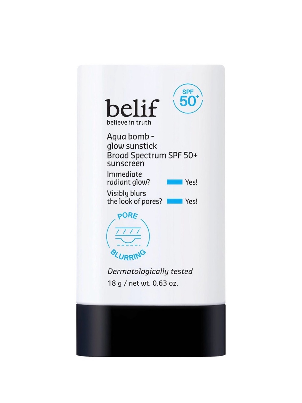 belif Aqua Bomb Glow Sunstick SPF 50+ — White Radiant Sunscreen Stick